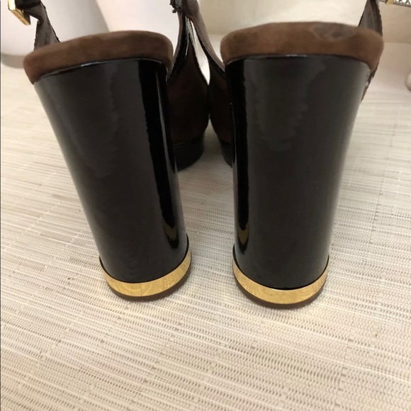 TORY BURCH Patent Leather / Suede 8.5 Open Toe - Picture 4 of 6